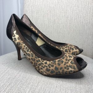 Donald J Pliner Couture Leopard Peep Toe Heels